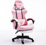 Homeone GMC Artificial Leather Gaming Chair with Footrest White / Pink