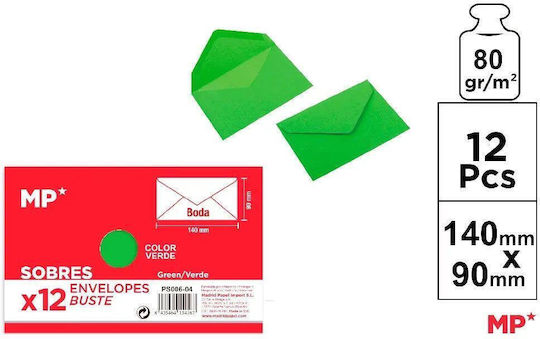 Madrid Papel Set от Пликове Кореспонденция 10бр 14x9см. в Зелен Цвят