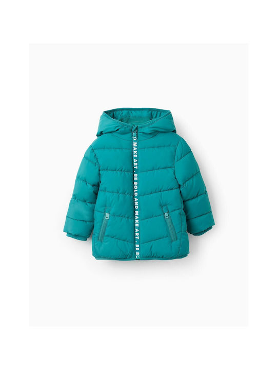 Zippy Kids Quilted Jacket with Lining & Hood Green