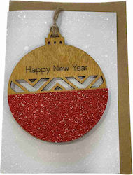 Коледна поздравителна картичка орнамент дървена...