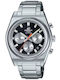 Casio Edifice Herrenuhr 47mm Chronograph Batterie mit Silber Metallarmband
