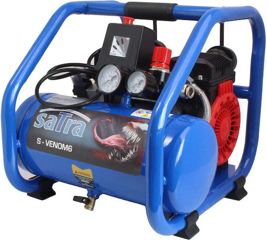 Satra Single-Phase Air Compressors 83dB with Power 1.5hp and Airtank 6lt S-20280