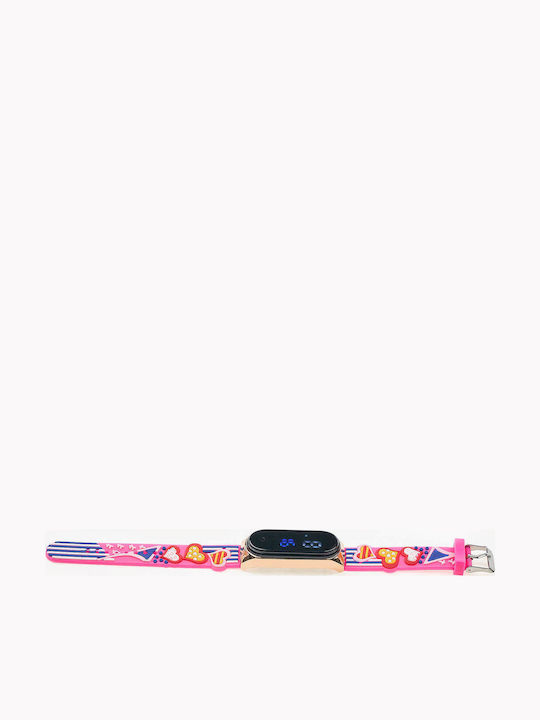 Digital Kinderuhr Rosa mit Gummi-Armband
