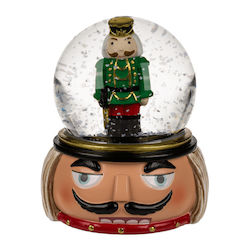 Nutcracker Christmas Snow Globe Green 8x9cm