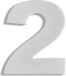 House Number Sticker "No.2" 80 X 64 Mm White Matte Plastic Darvin