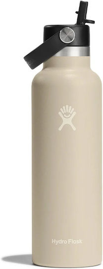 Hydro Flask Standard Mouth Flex Sticlă Termosuri Si Cani Termos Oțel Inoxidabil 621ml Bej Cu Pai