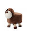 Round Children's Stool Puppy Design Textile Wood Brown Max 50 Kg 28x25 Cm Chomik