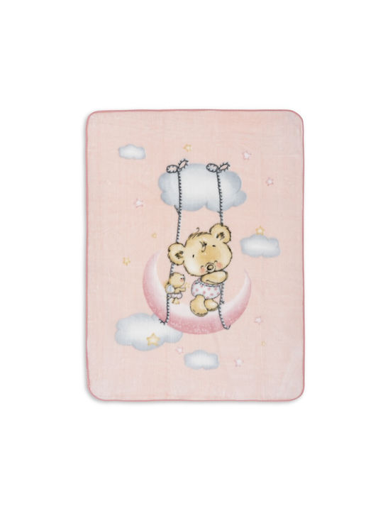 Interbaby Κουβέρτα Ισπανίας Κούνιας Ροζ Pink 110x140εκ.