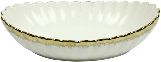 Ceramic Serving Platter White/Gold 23x16x6cm
