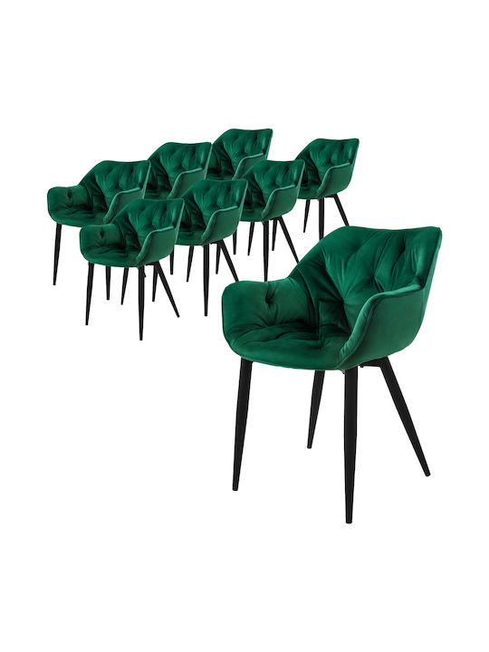 Dining Room Velvet Armchair Green 8pcs