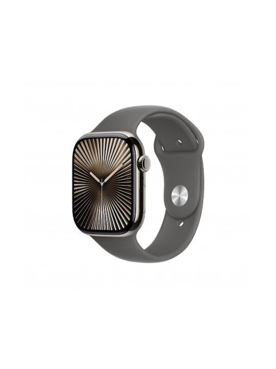 Curea din silicon Thd compatibilă cu Apple Watch 46 mm Seria 10 Apple Watch SE 44 mm M L Gri Piatră