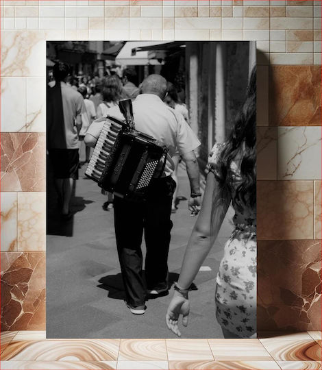 Gemälde Straßenmusiker in der Menge 100x150