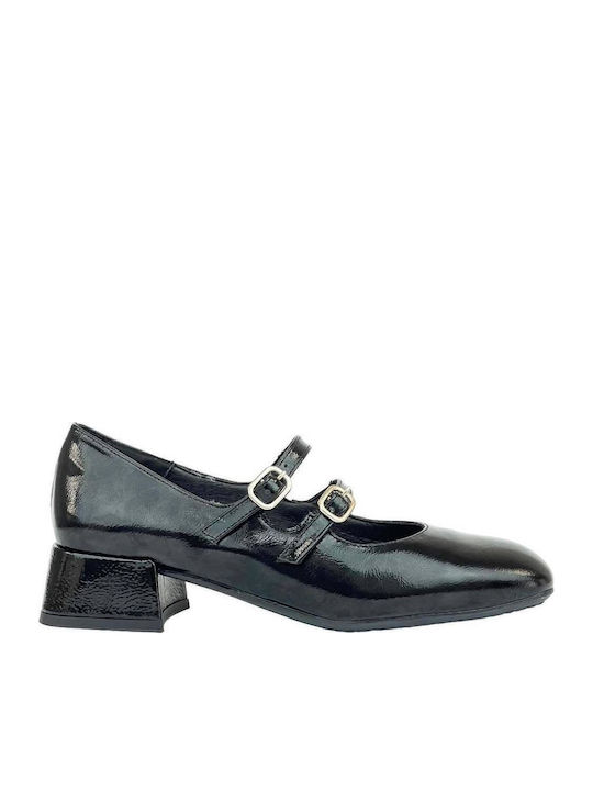 Patent Leather Black Heels with Strap