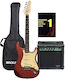 Stagg Ses-30 Set Chitară Electrică Stratocaster Roșie cu Husă