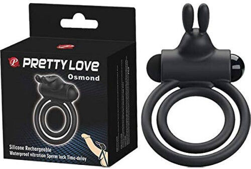 Pretty Love Osmond Silicone Rechargeable Cockring Δονούμενο Δαχτυλίδι Πέους Σιλικόνης Μαύρο