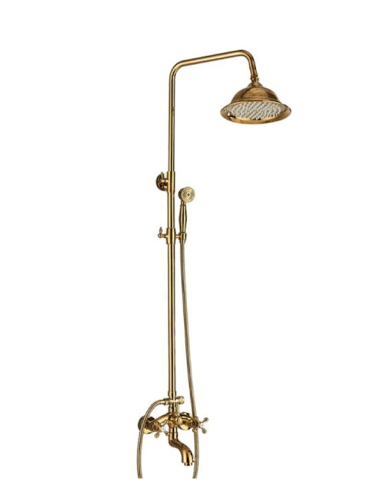 Shower Column with Mixer Gold