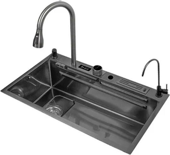 Ένθετος Νεροχύτης Inox με Μπαταρία Μ75xΠ45cm Μαύρος