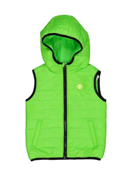 Kids' Casual Jacket Sleeveless with Hood Fluo Green