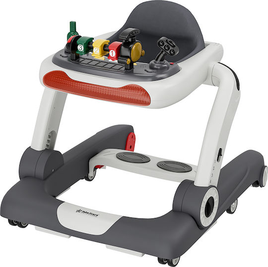 Bebe Star Baby Walker Train 3 in 1 with Music for 7+ Months Gray