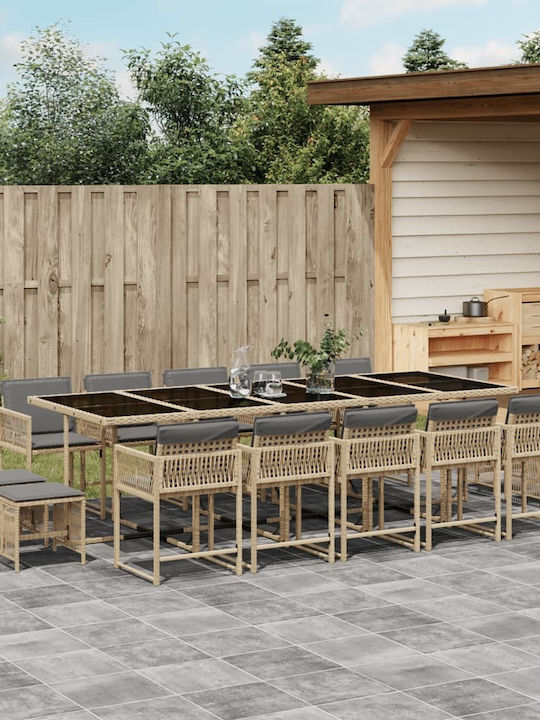 Garden & Outdoor Furniture Set 15 Pieces Beige ...