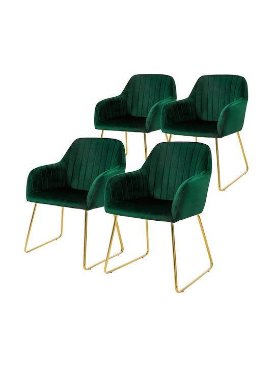 Dining Room Velvet Armchair Green 4pcs 490013137