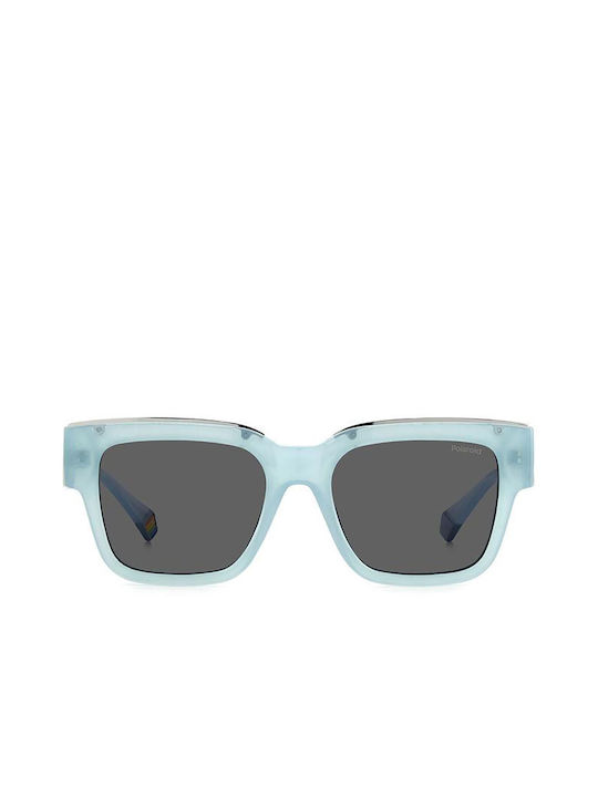 Polaroid Women's Sunglasses with Blue Plastic Frame and Black Polarized Lens PLD6198/S XMV/UF