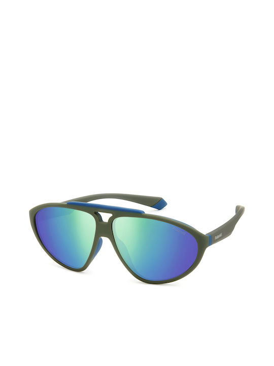 Polaroid Men's Sunglasses with Green Plastic Frame and Green Polarized Mirror Lens PLD2151/S DLD/G2