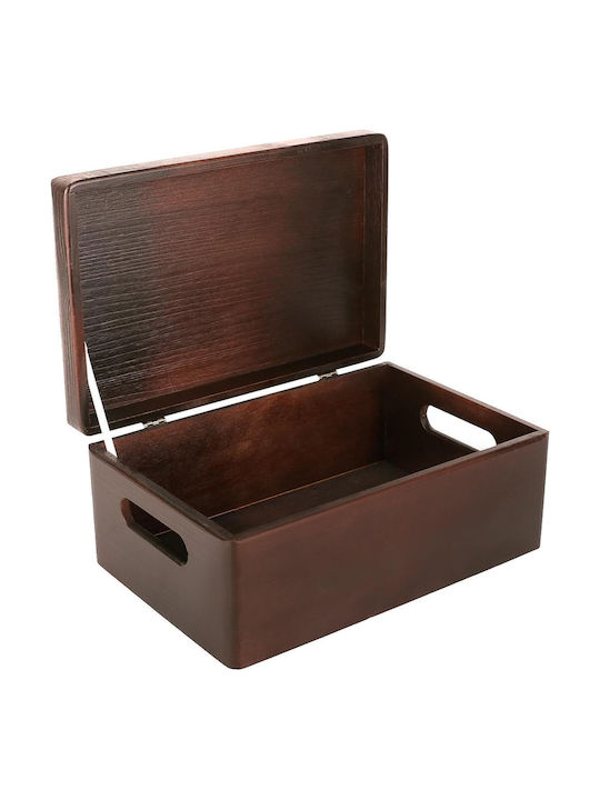 Creative Deco Große Braune Holz-Aufbewahrungsbox 30 x 20 x 14 cm + 1 cm Griffe Deckel Dekorative Truhe Perfekt für Dokumente Andenken Spielzeug Werkzeuge