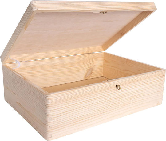 Cutie Mare din Lemn Creative Deco XL cu Capac și Încuietoare 40 x 30 x 14 cm + 1 cm Fără Mânere Cufăr din Lemn pentru Documente Jucării Unelte
