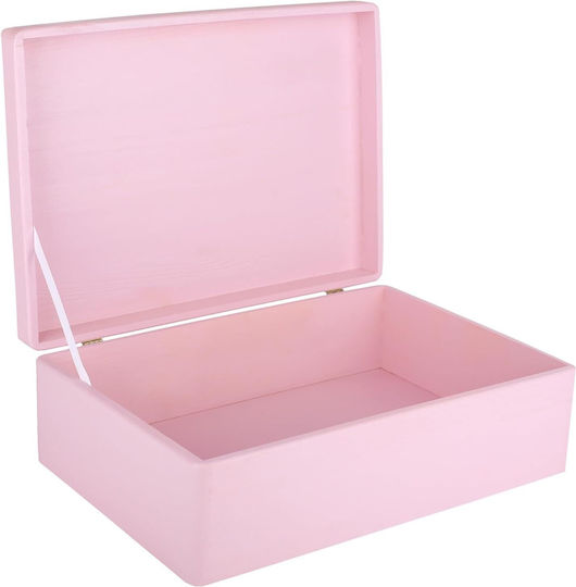 Creative Deco Xl Pink Large Wooden Storage Box Lid 40 X 30 X 14 Cm + 1 Cm No Handles Decorative Chest Perfect Documents Keepsakes Toys Tools