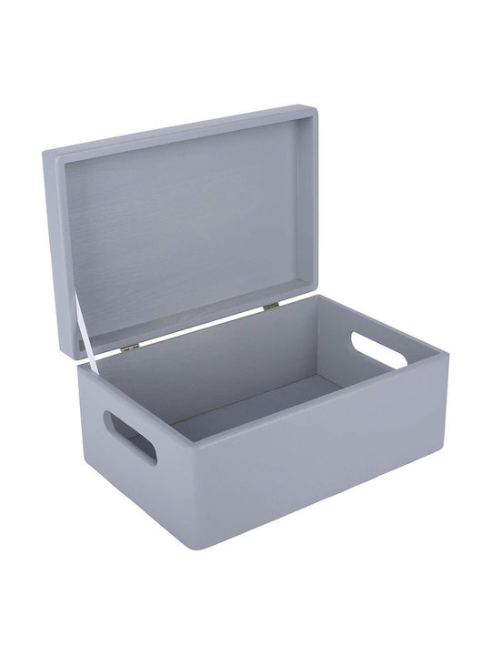 Creative Deco Gray Large Wooden Storage Box 30 X 20 X 14 Cm + 1 Cm Handles Lid Decorative Chest Perfect Documents Memorabilia Toys Tools