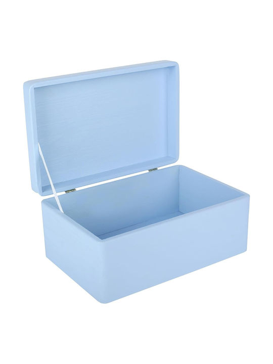 Creative Deco Blue Large Wooden Storage Box Lid 30 X 20 X 14 Cm + 1 Cm Without Handles Decorative Chest Perfect Documents Memorabilia Toys Tools