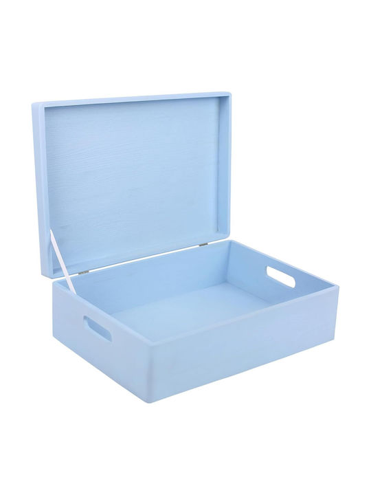 Creative Deco XL Blaue Große Holz-Aufbewahrungsbox 40 x 30 x 14 cm + 1 cm Griffe Deckel Dekorative Truhe Perfekt für Dokumente Andenken Spielzeug Werkzeuge