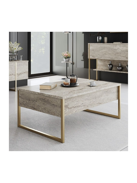 Rectangular Central Coffee Table Luxe Wooden Tr...