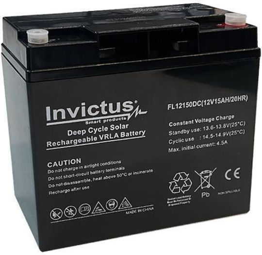 Invictus Μπαταρία UPS με Χωρητικότητα 15Ah και Τάση 12V 07.02.0183 1τμχ