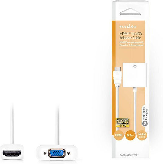Nedis Converter HDMI male to 3.5mm / VGA female White 1pcs CCGB34900WT02