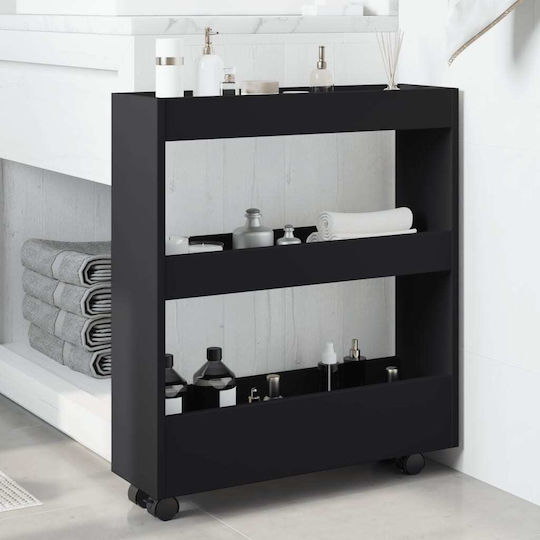 vidaXL Τρόλεϊ Κουζίνας Ξύλινο 3 Θέσεων Μαύρο 60x18x70cm