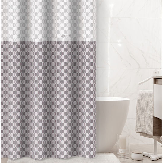 Guy Laroche Galleon Shower Curtain Fabric with Hooks 240x185cm Amethyst