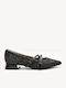 Leather Pointed Toe Black Low Heels with Strap