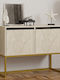 Zermat Wooden Console Table Beige Travertine - Gold L90xW34xH70cm