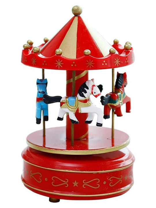 Next Christmas Illuminated Decorative Carousel Red with Battery with Music and Movement 18.5cm.