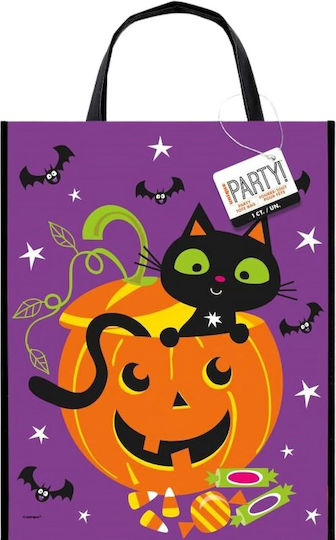 Fabric Halloween Bag Pumpkin & Cat 30 X 38cm