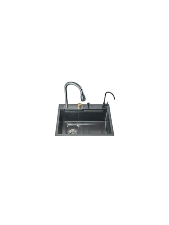 Ένθετος Νεροχύτης Inox με Μπαταρία Μ60xΠ45cm Μαύρος