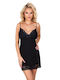 Donna Winter Damen Nachthemd Black