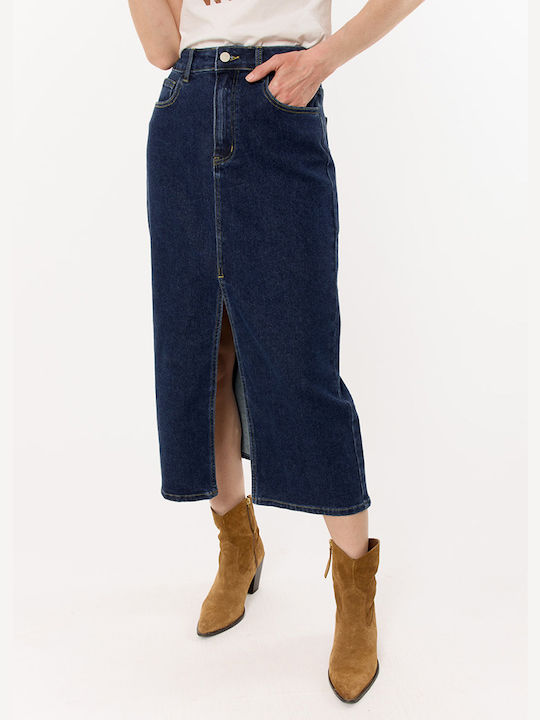 Cuca Denim Midi Skirt Blue