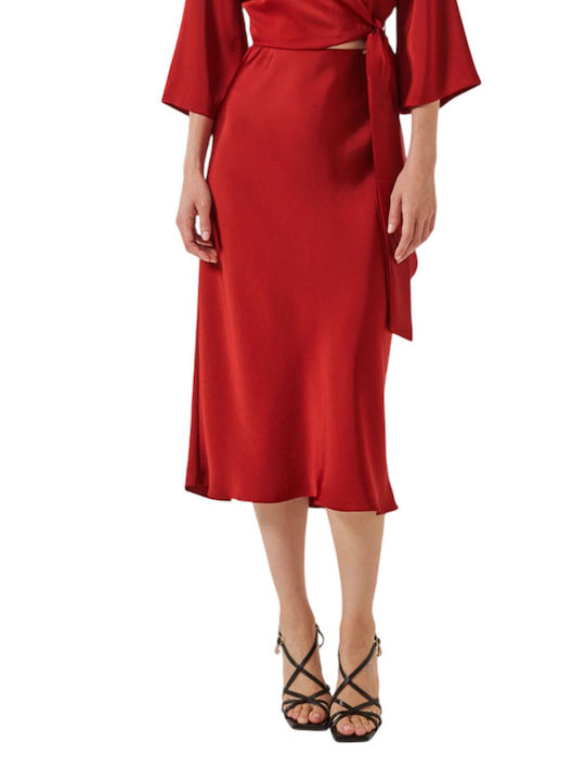 Enzzo Satin Fustă Midi Red