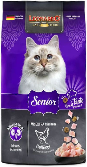 Leonardo Senior Dry Food for Senior Sterilized Cats with Meat / Poultry / Liver / Fish 1.8kg