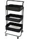 General Trade Kitchen Rack Metallic 3 Tiers Black 42x35x79cm