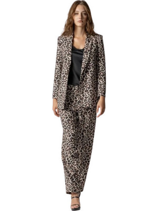 Desiree Lung Blazer pentru femei Sacou Leopard