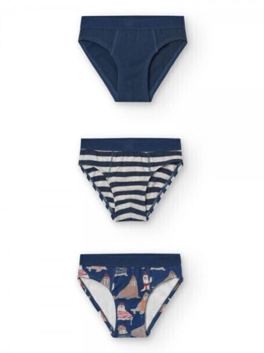 Boboli Σετ Παιδικά Βρακάκια Ocean Blue 3τμχ